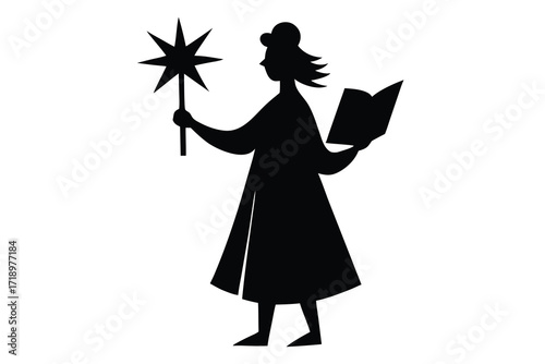 carol singer silhouette vector art illustration