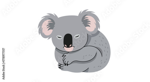 Delightful sleeping koala bear illustration showcasing a cute and cuddly demeanor ideal for children's books and educational resources