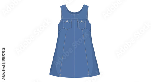 Illustrative denim dress with stylish pockets showcasing classic design and casual flair for fashion-forward apparel presentation