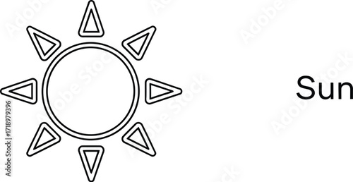 Illustration of a simple sun, a celestial body that provides light and warmth to Earth