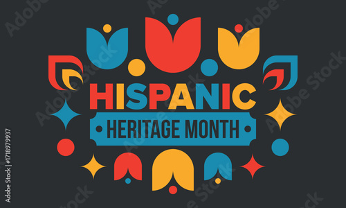 National Hispanic Heritage Month in September and October. Hispanic and Latino Americans culture. Celebrate annual in United States. Poster, card, banner and background. Vector illustration