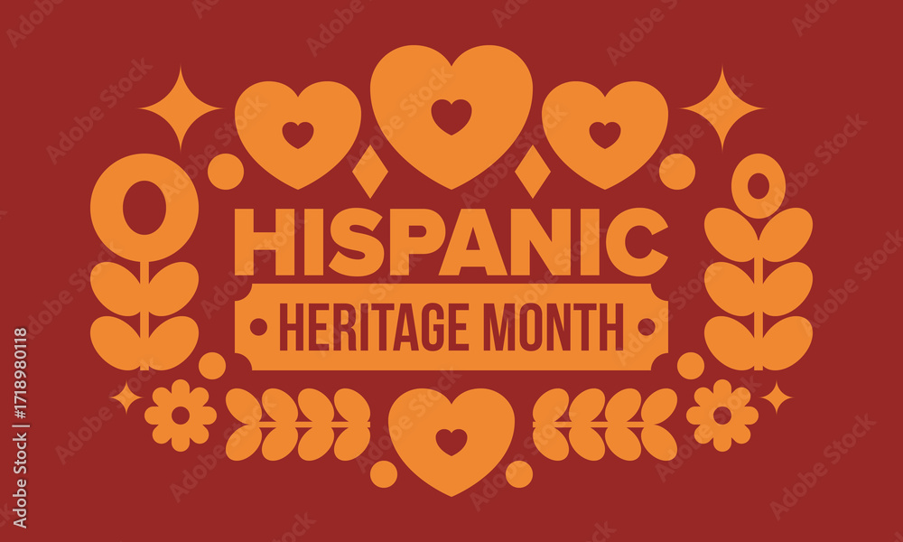 Fototapeta premium National Hispanic Heritage Month in September and October. Hispanic and Latino Americans culture. Celebrate annual in United States. Poster, card, banner and background. Vector illustration