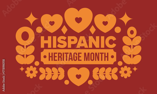 National Hispanic Heritage Month in September and October. Hispanic and Latino Americans culture. Celebrate annual in United States. Poster, card, banner and background. Vector illustration