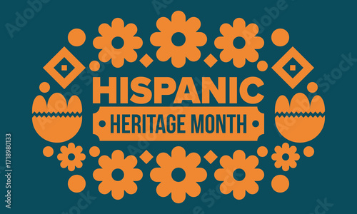 National Hispanic Heritage Month in September and October. Hispanic and Latino Americans culture. Celebrate annual in United States. Poster, card, banner and background. Vector illustration