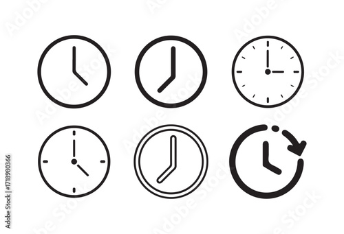 Set of Stopwatch and Clock Icons, Time Management and Countdown Symbols, Timer Illustrations. Vector illustration eps 10