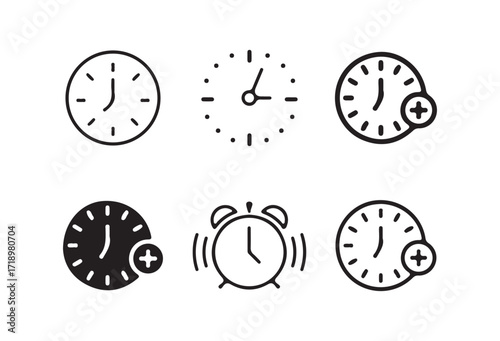 Clock and Hourglass Icons Set, Time Management and Countdown Symbols, Stopwatch and Timer icon. Vector illustration eps 10