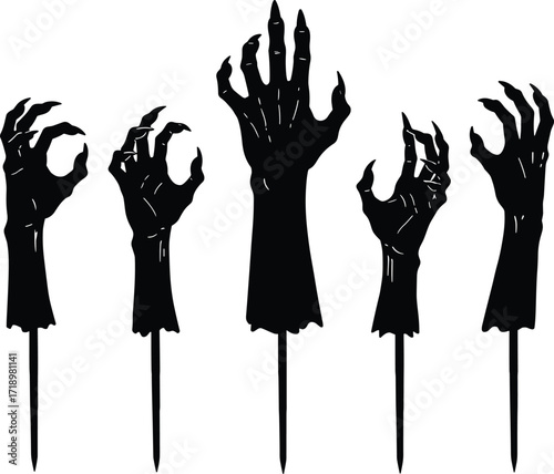 Creepy zombie hands lawn stakes for spooky outdoor halloween garden decorations