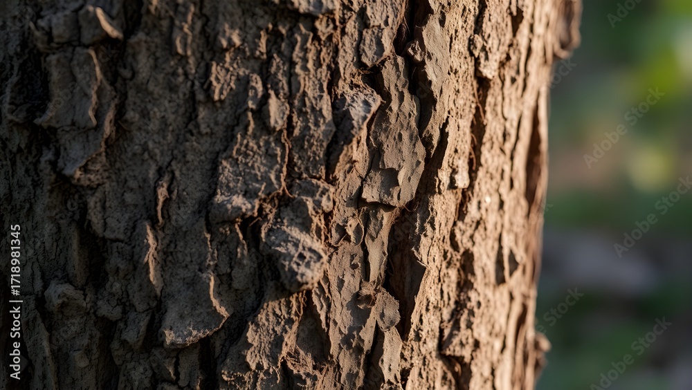 Fototapeta premium Dark gray rugged bark peeling cracked natural tree trunk surface pattern