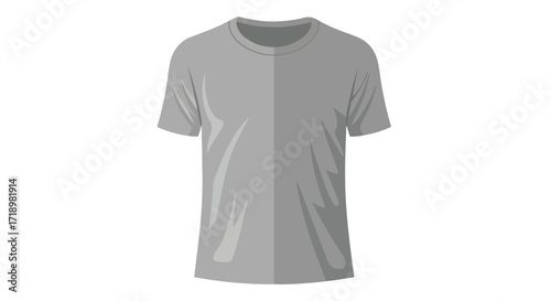 Gray t-shirt vector illustration for casual wear apparel showcasing garment style and design isolated on a clean white background featuring clothing
