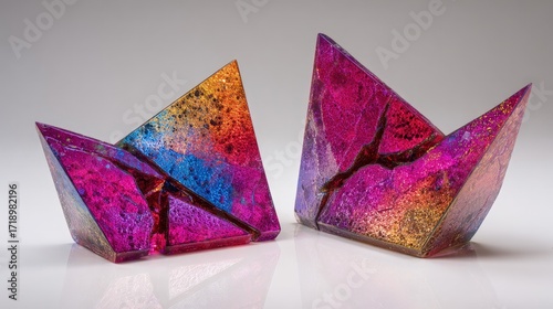 Colorful Triangular Glass Art Sculptures