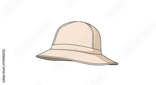 Illustrated Bucket Hat on White Background, Portraying a Versatile and Trendy Headwear Option for Sun Protection and Style Accessorizing