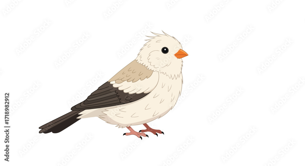 Obraz premium Charming depiction of a fluffy sparrow with soft plumage and intricate detailing showcasing avian grace and delicate features in animation style