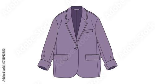 Stylish lavender blazer illustration, showcasing a single-button design and minimalist artistic rendering against a plain backdrop