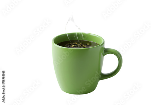 Free Transparent PNG Rustic  Green Mug of Hot Tea or Coffee with Steam