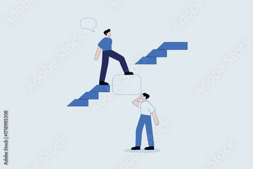 intelligence information to solve business problem, business specialist employing dialogue boxes to ascend the ranks toward achievement.