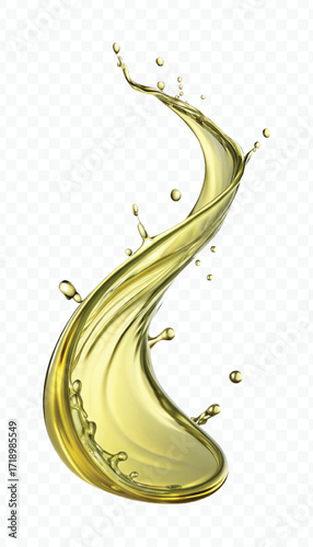 realistic smooth clean and fresh olive oil splash in curve style isolated on white background	