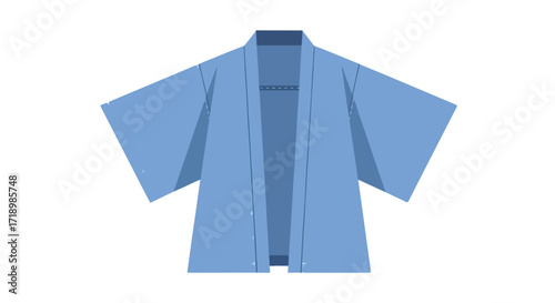 Simple light blue yukata on a white backdrop, illustrating the garment's design and form with a minimalist visual approach for design assets