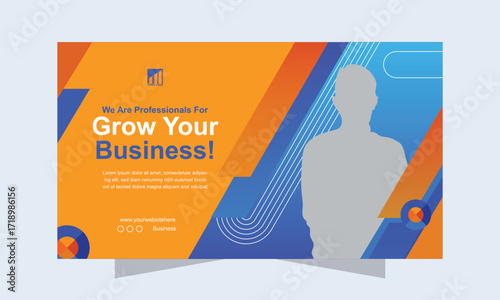 Professional Business Growth Web Banner Template with Abstract Shapes