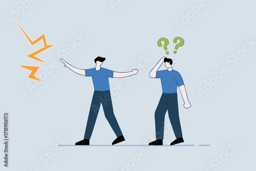 Bad habit blame other, annoyed business manager overlooks this error and highlights additional errors.