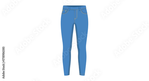 Isolated Stylish Slim-Fit Blue Jeans on White Background for Fashion and Apparel Designs and Creative Projects