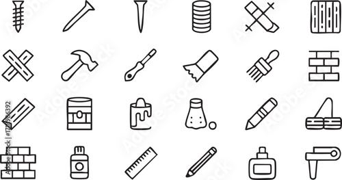 Construction tools vector icons for repair, maintenance, and building projects