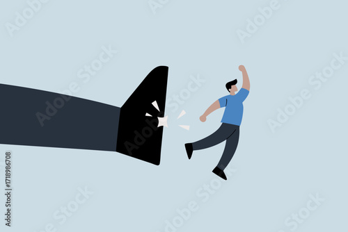 Being fired from work, An angry giant boss kick fired fired employee