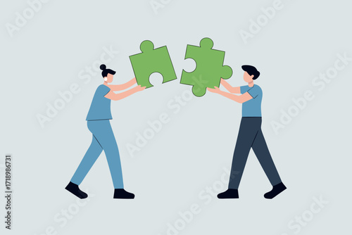 Mismatch, confused businessman putting together a mismatched puzzle.
