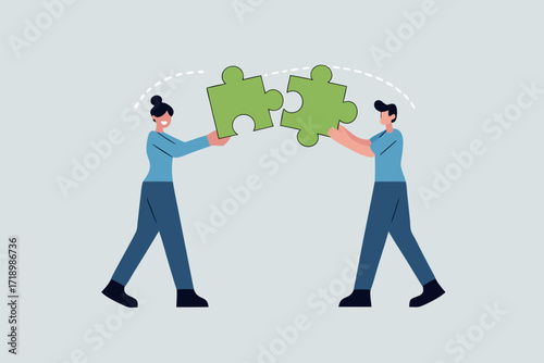 Mismatch, confused businessman putting together a mismatched puzzle.