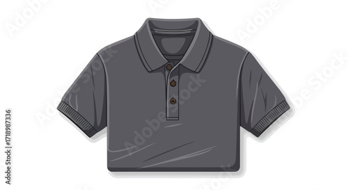 Illustration of a classic gray polo shirt on white background displaying stylish casual attire and apparel design
