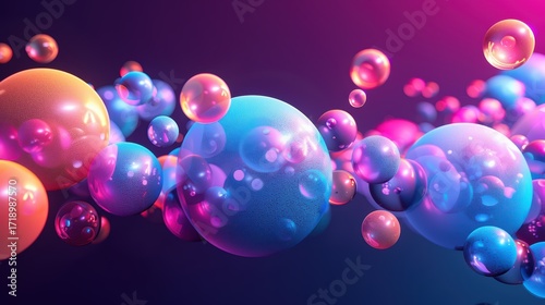 Colorful Abstract Bubbles in Vibrant Shades of Pink and Blue