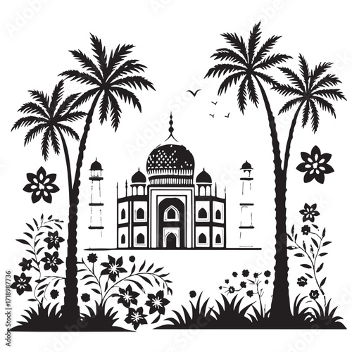 Black wall stencil kit Silhouette Vector, High Quality Illustration on White Background