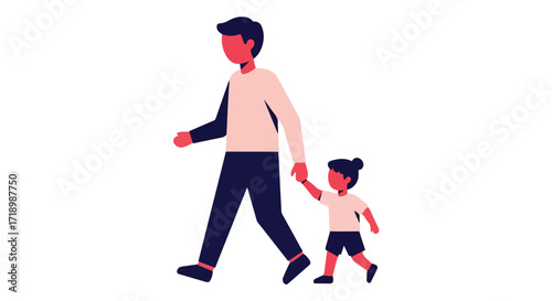 Stylized illustration of a father and daughter walking hand-in-hand, depicting familial bond and simple pleasures of togetherness