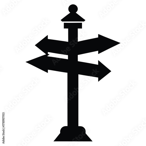 north pole signpost silhouette vector icon design
