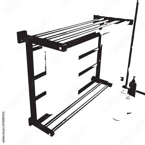 Black wall mounted book rack Silhouette Vector, High Quality Illustration on White Background