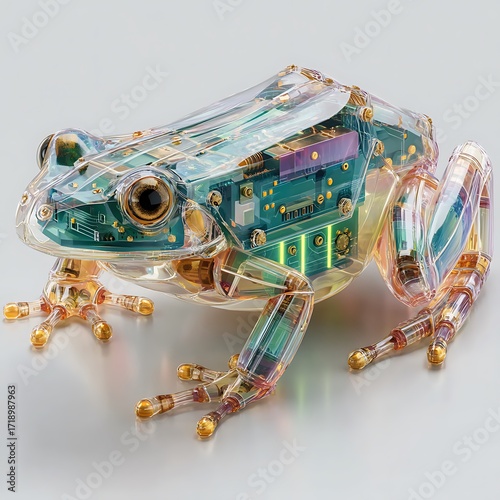 Robotic frog with crystal clear mechanical parts high resolution photo
