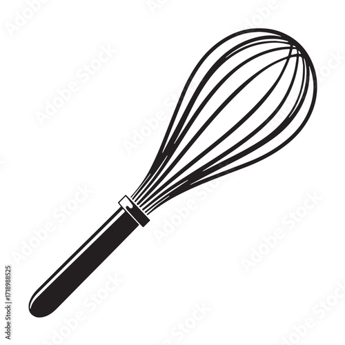 Black whisk Silhouette Vector, High Quality Illustration on White Background