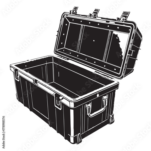 Black weatherproof storage box Silhouette Vector, High Quality Illustration on White Background