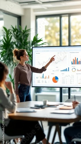 Businesswoman presenting data