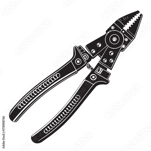 Black wire strippers Silhouette Vector, High Quality Illustration on White Background