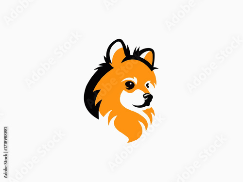 Adorable Pomeranian dog with fluffy fur, vector style, perfect for pet lovers and branding, a playful and friendly companion design