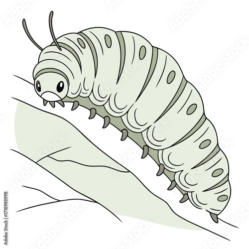 Vector illustration of a cartoon snail on a leaf, a nature and animal art design symbol