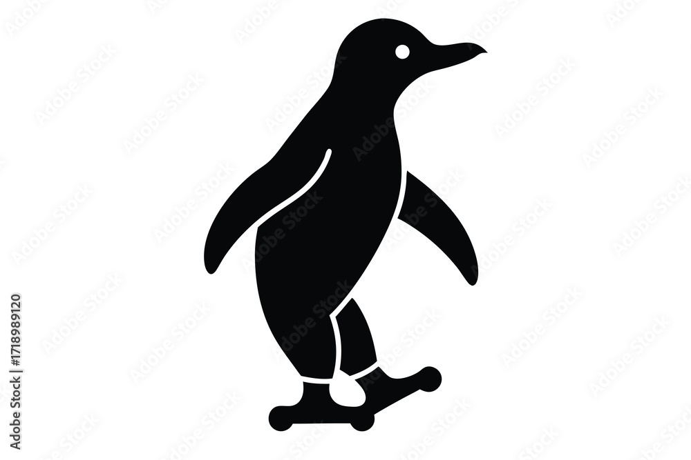 Naklejka premium penguin skating silhouette vector icon design