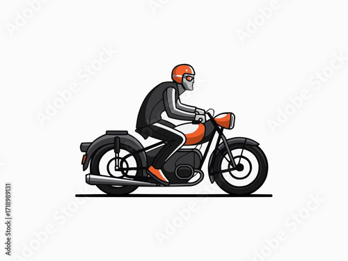 Stylish motorcyclist riding classic bike, showcasing freedom and adventure on the open road, perfect for transportation or lifestyle themes