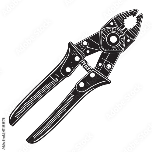 Black wire strippers Silhouette Vector, High Quality Illustration on White Background