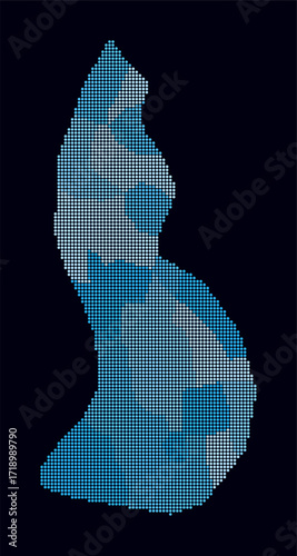 Liechtenstein dotted map. Digital style map of the country on dark background. Liechtenstein shape with circle dots. Colored dots style. Small size circles. Abstract vector illustration.