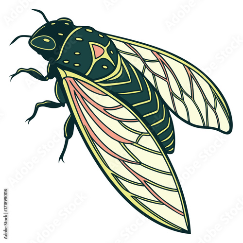 Vector illustration of various flying insects like a wasp, mosquito, and fly, captured in a detailed macro close-up
