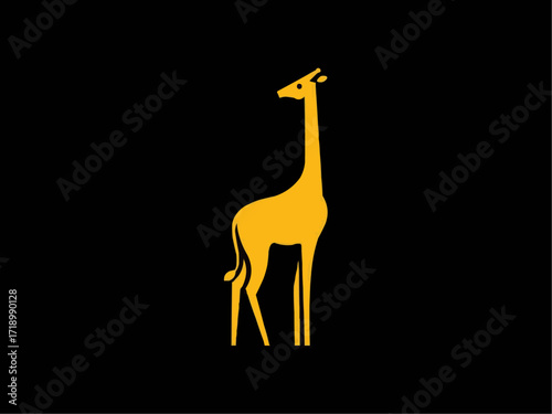 Elegant golden giraffe silhouette stands tall, symbolizing grace and unique African wildlife charm for modern design projects