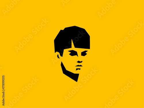 Modern graphic portrait capturing a youthful spirit and bold style, perfect for editorial and branding