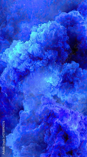 Abstract Colorful Blue Space Nebula