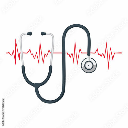 Stetoskop z linią EKG. Koncepcja medycyny, zdrowia i kardiologii.